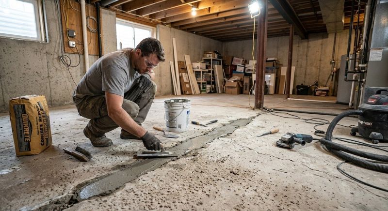 Cracked Basement Floor Repair in Leonardtown, MD